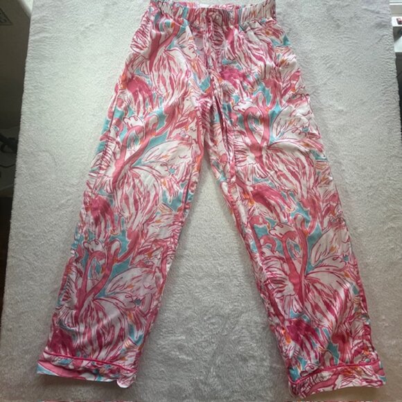 Lily Pulitzer Pink & Turquoise Tropical Print Pajamas- Size S - Picture 9 of 13